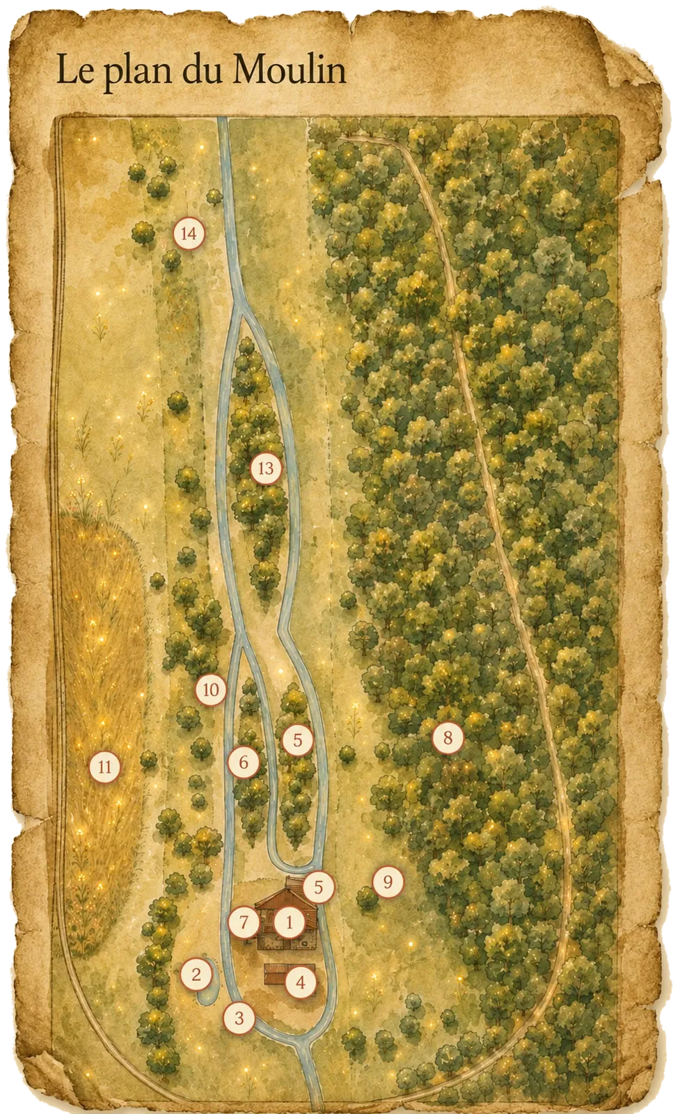 Plan illustré du domaine du Moulin des Ludes